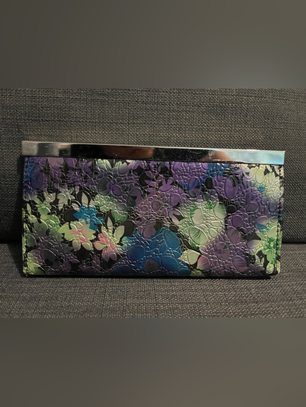 Floral Multicolor Embossed Clutch Wallet - Picture 2 of 4